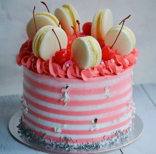 Red Velvet White Chocolate Macaron Cake