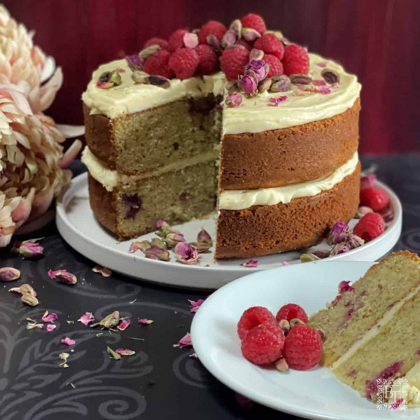 Saffron Rose Pistachio Tea Cake